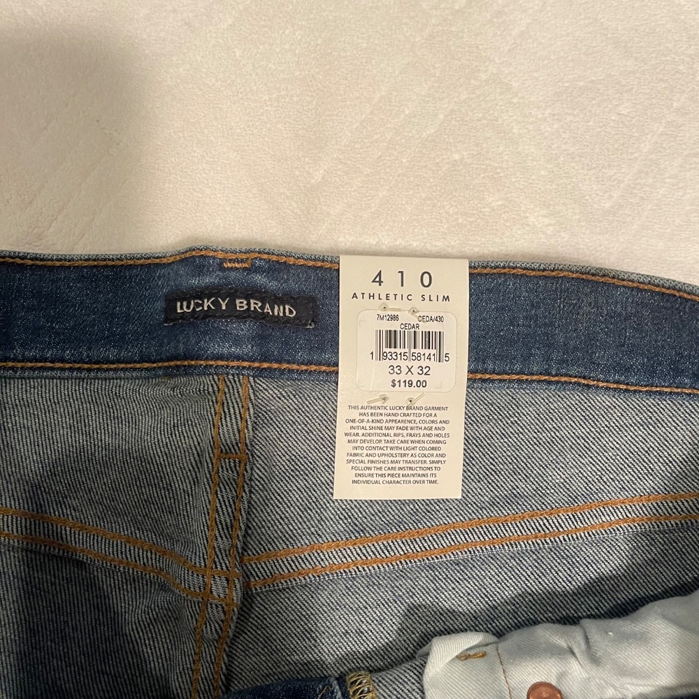 NWT - Lucky Brand 410 Athletic Slim w/Advanced Stretch Size: W33L32 - Picture 2 of 5